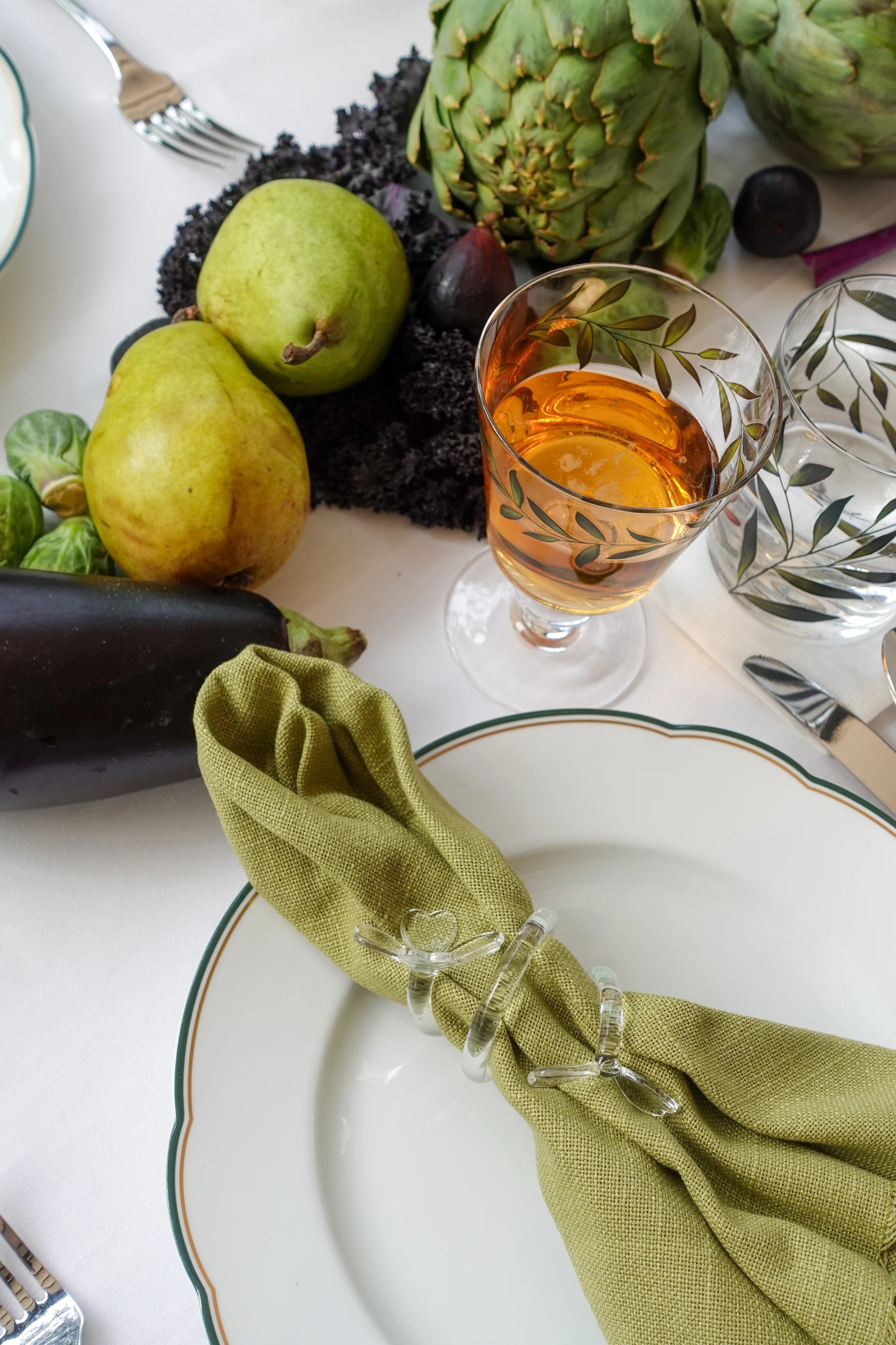 Set of 4 Botanica Glass Flower Napkin Rings
