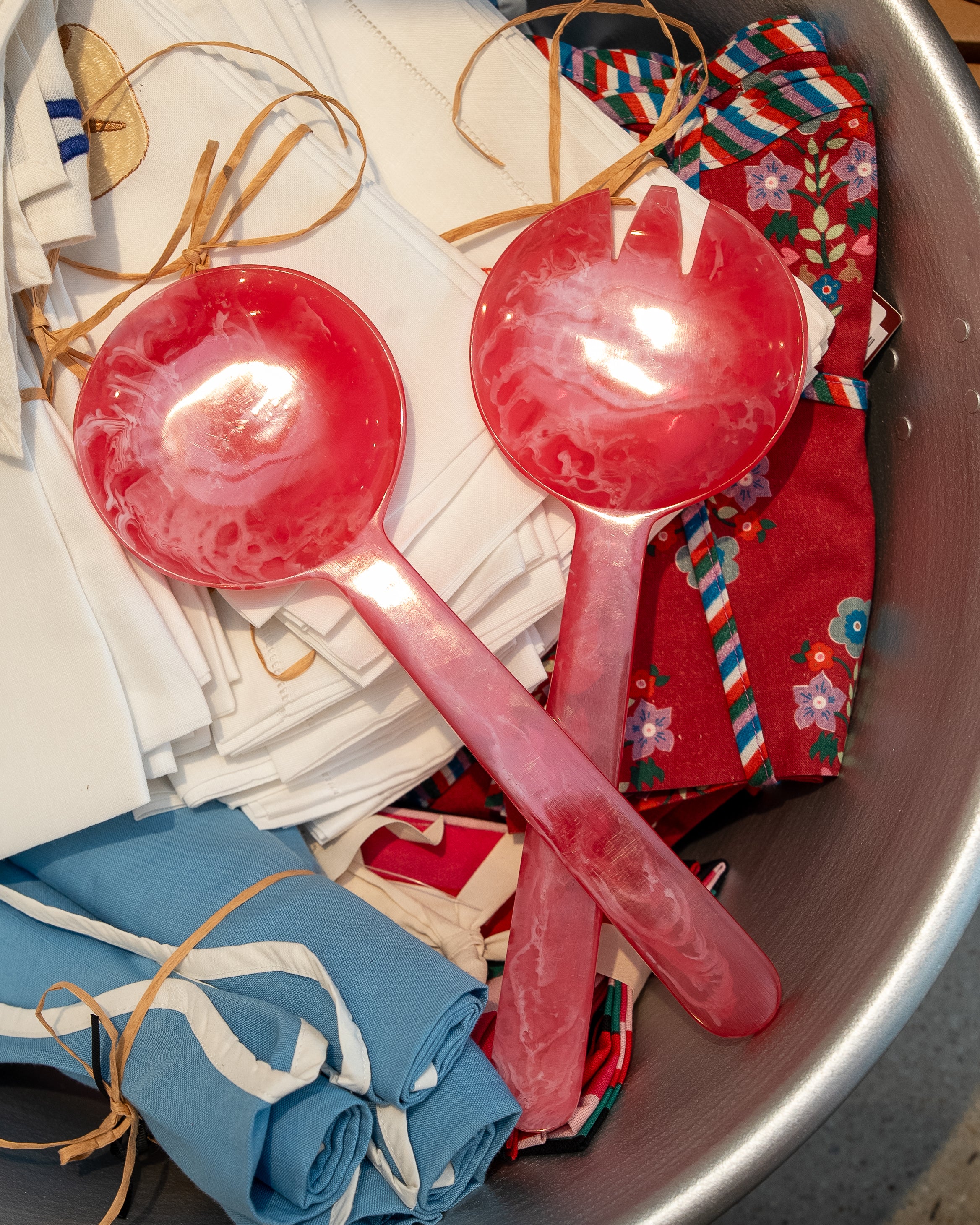 Salad Servers Rose Pink Resin