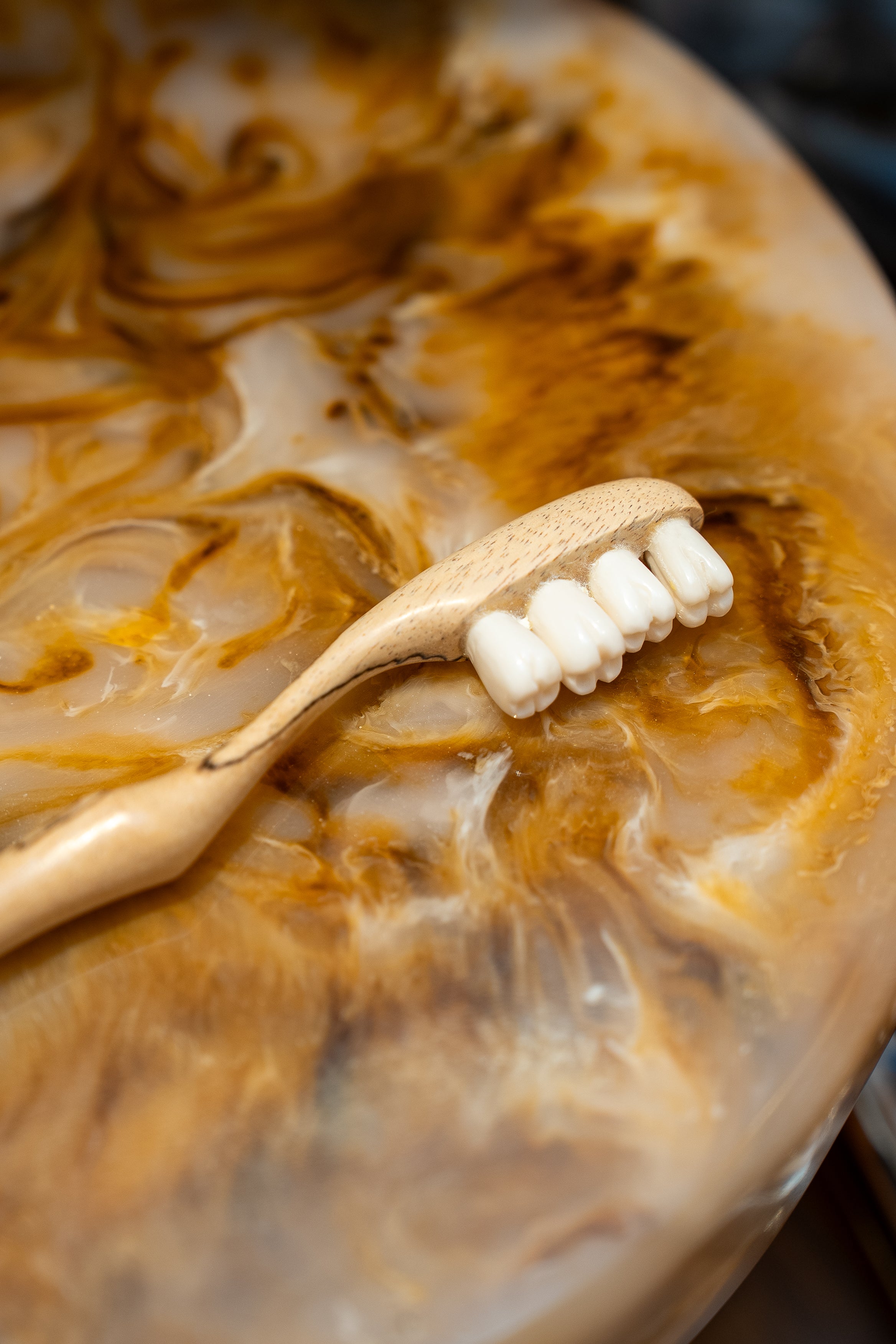 Tamarind Wood & Bone Carved Teeth Toothbrush