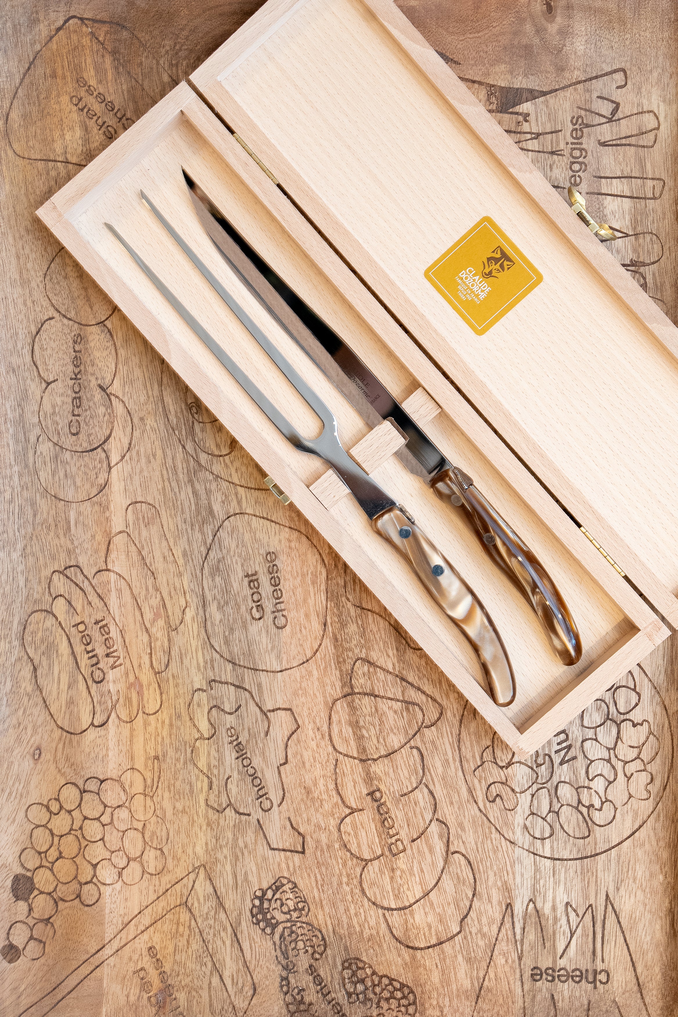 Berlingot Carving Set - Cappuccino Handle