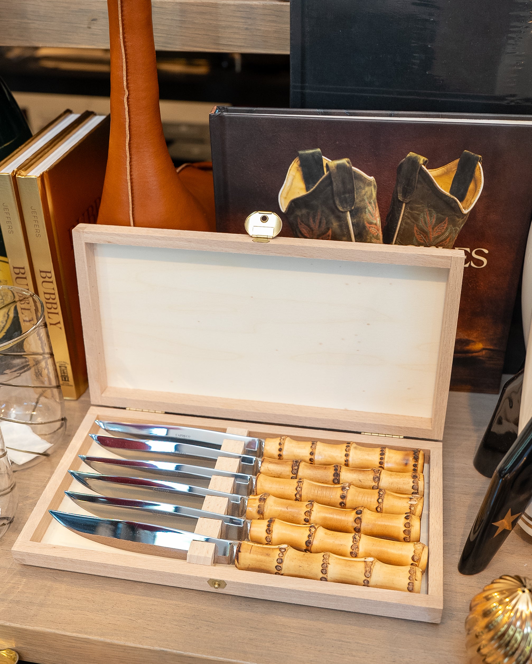 Bamboo Box of 6 Steak Knives