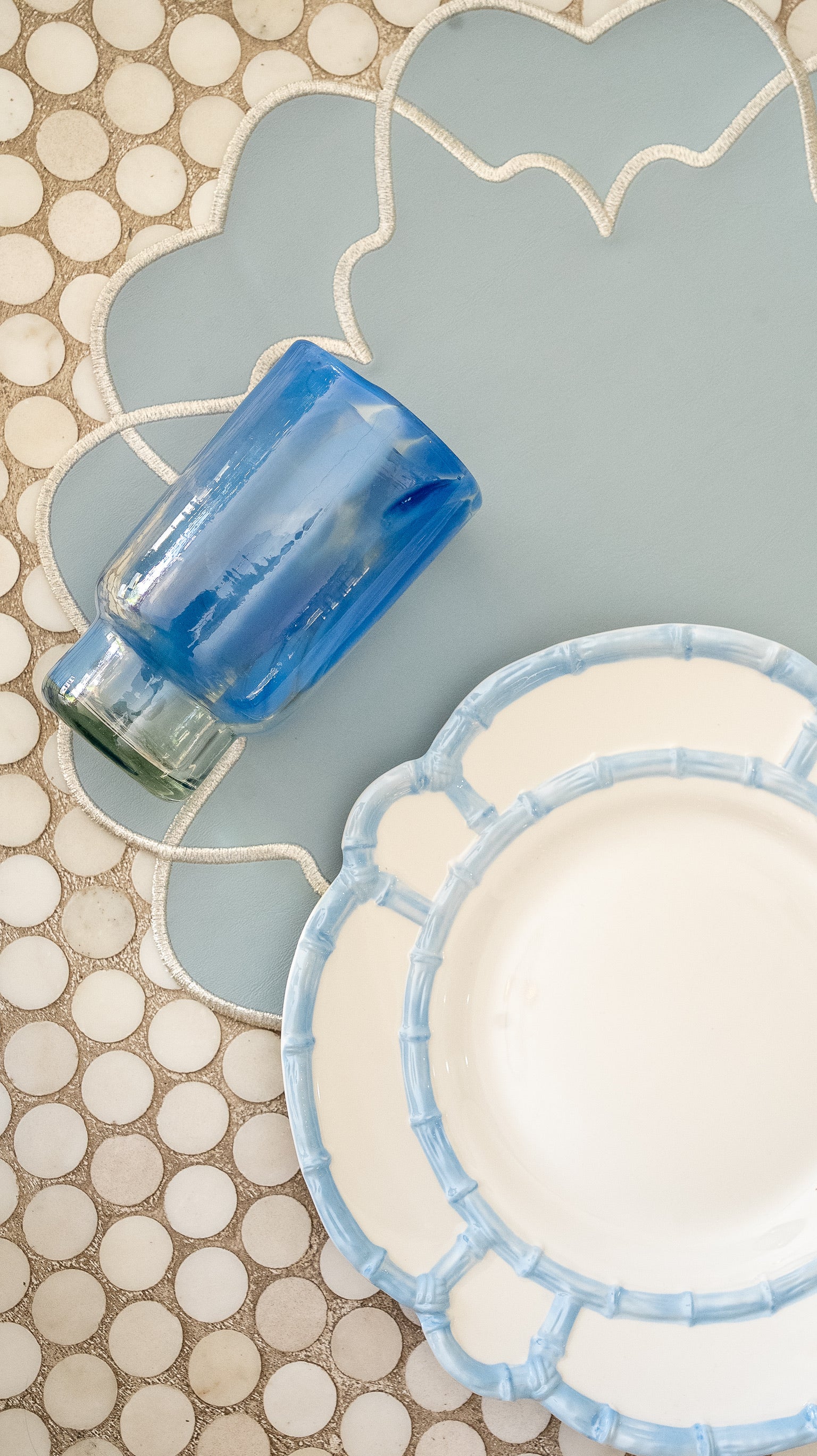 French Blue Bamboo Dinner Plate