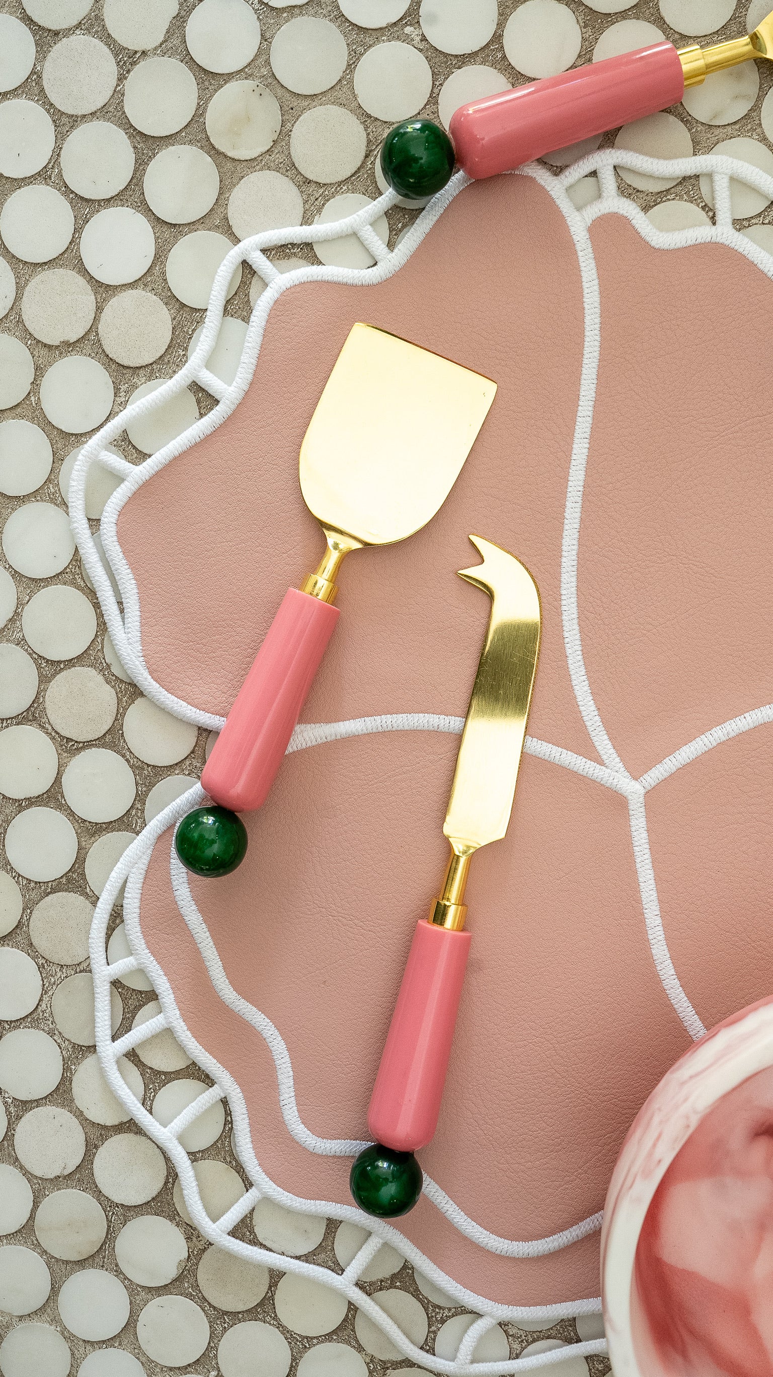 Pink & Green Cheese Knives