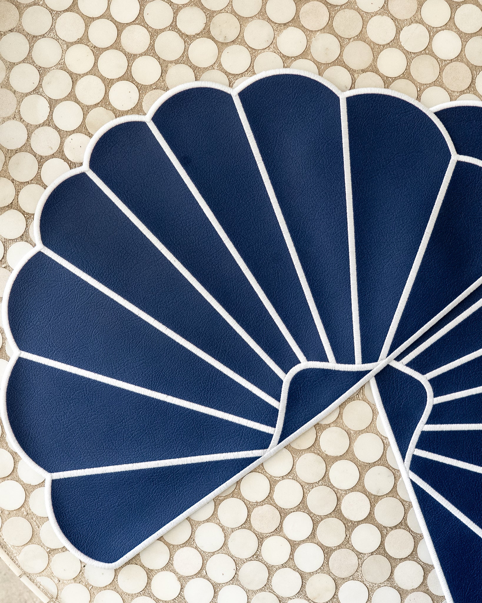 Navy & White Saint-Jacques Faux Leather Placemat - Set of 6