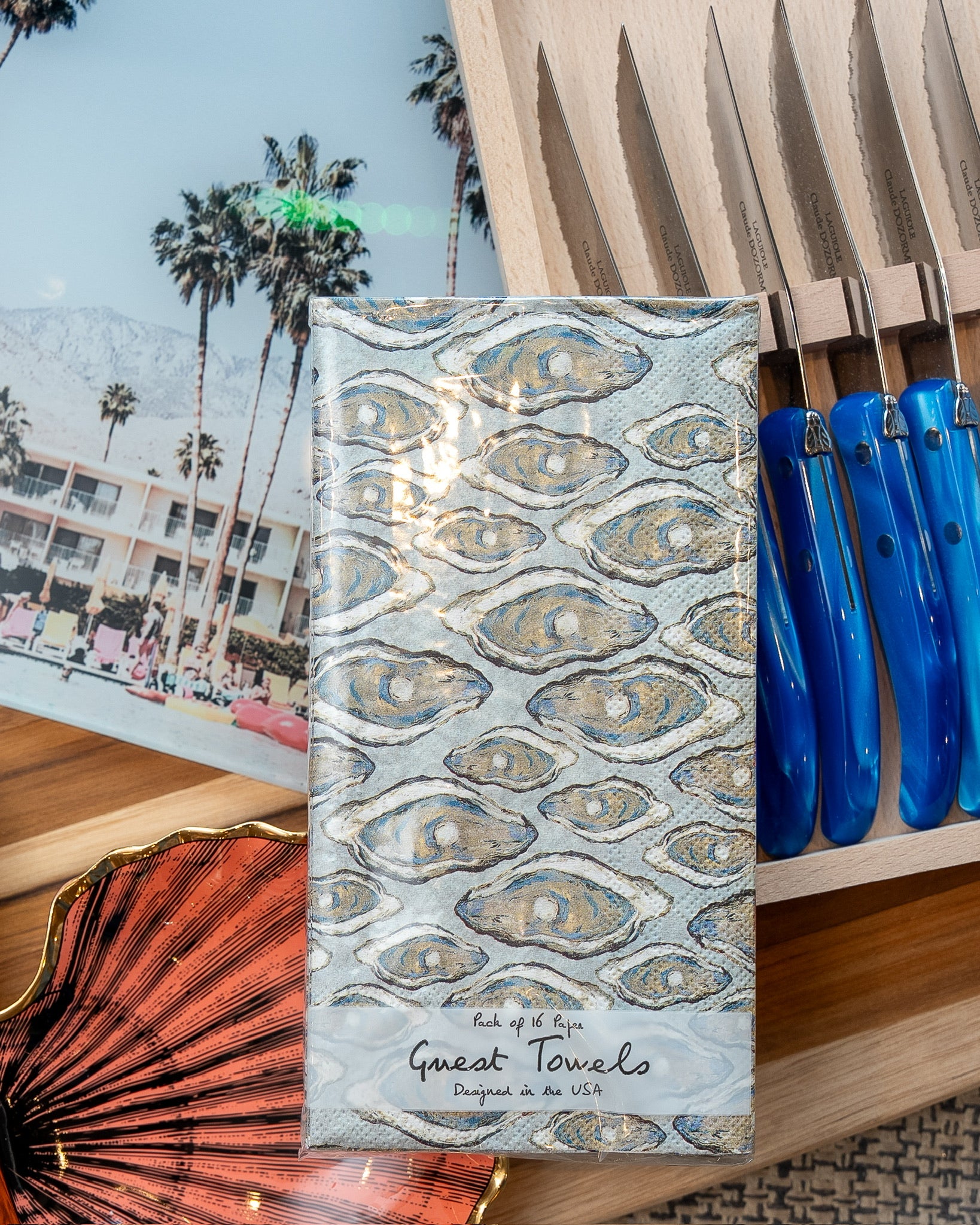 French Graffiti Oysters Guest Towels