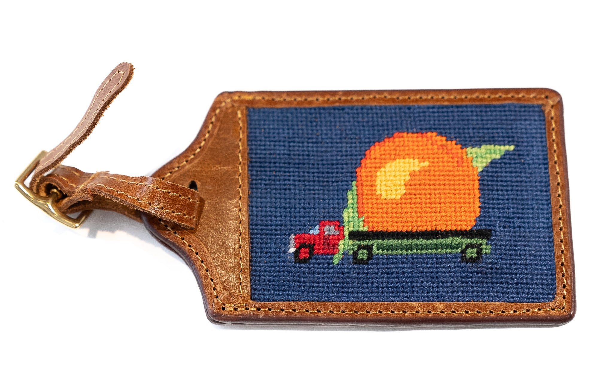 Smathers & Branson Eat a peach Needlepoint Luggage Tag