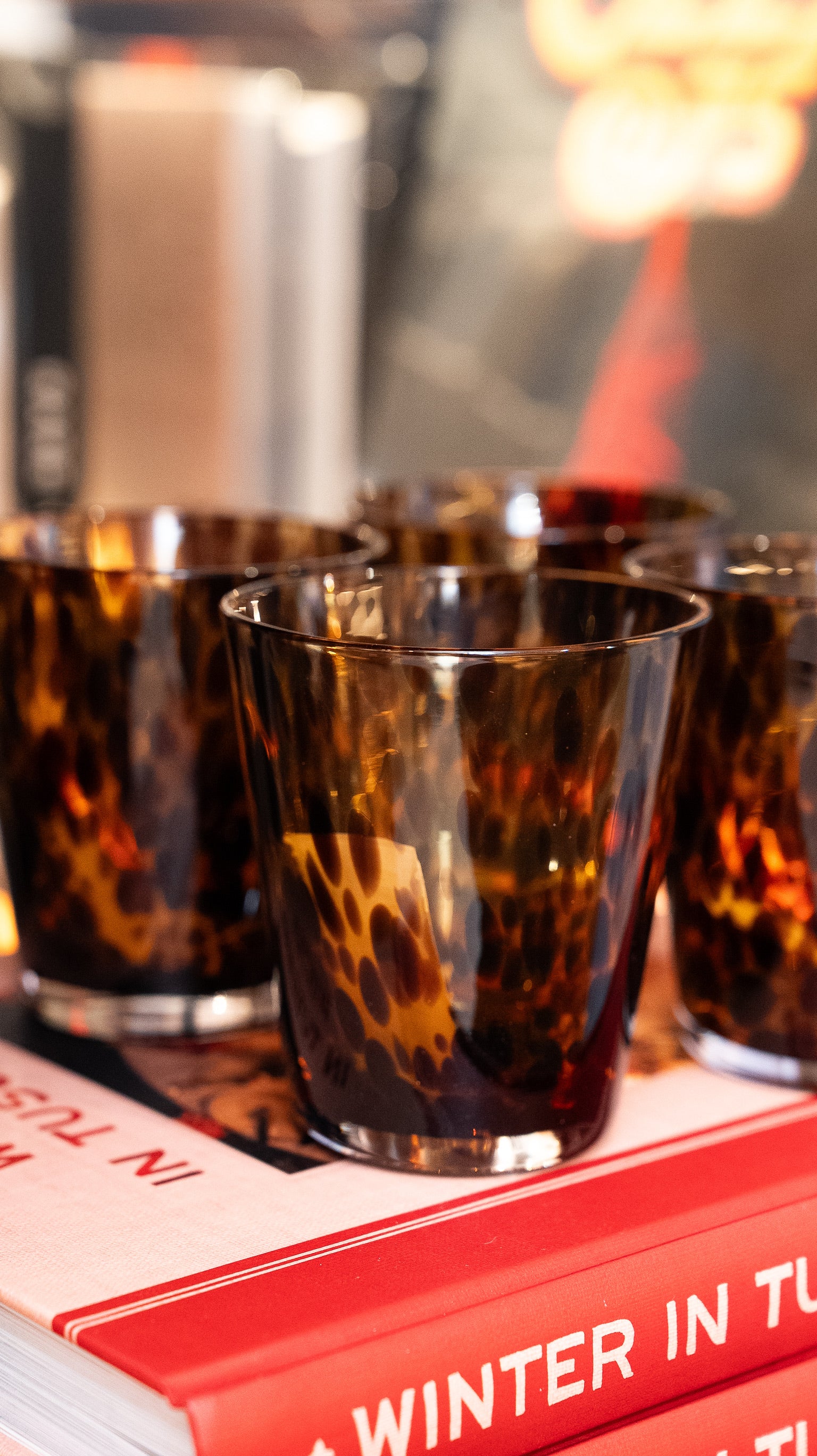 Tortoise Print Double Old Fashioned Glass
