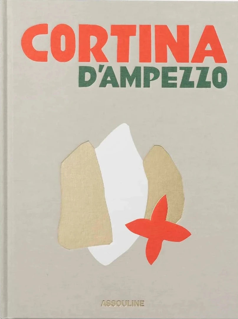 Book cover of 'Cortina d'Ampezzo' with a beige background and colorful text