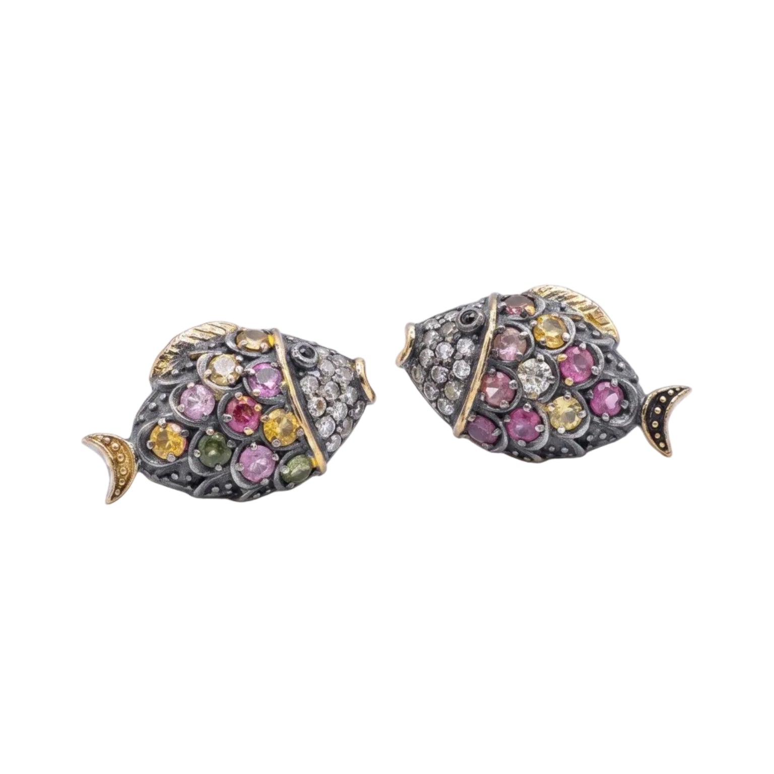 MULTI-COLOR SAPPHIRE FISH EARRINGS