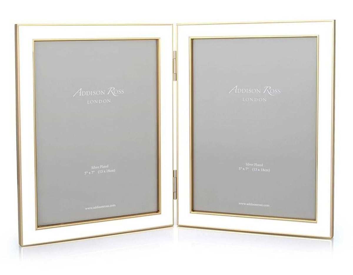 Double Enamel Frame - White & Gold, 5x7
