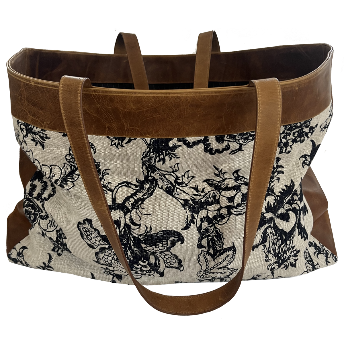 The Floral Linen Saddle Weekender Bag