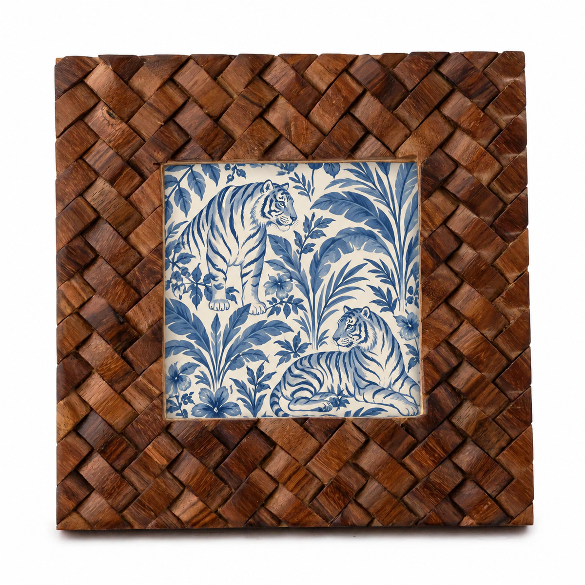 Criss Cross Wood Picture Frame 4x4 - Brown