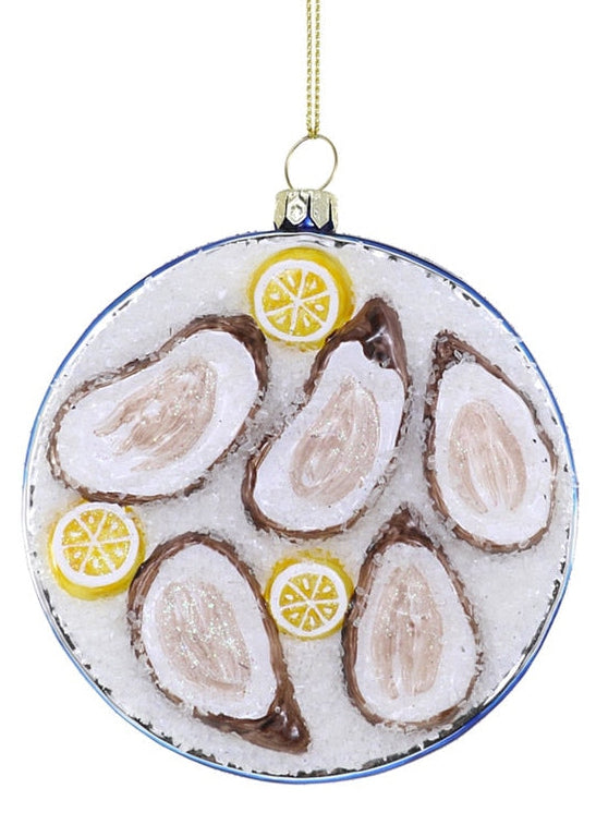 Decorative ornament with sliced pears and lemon design on a white background