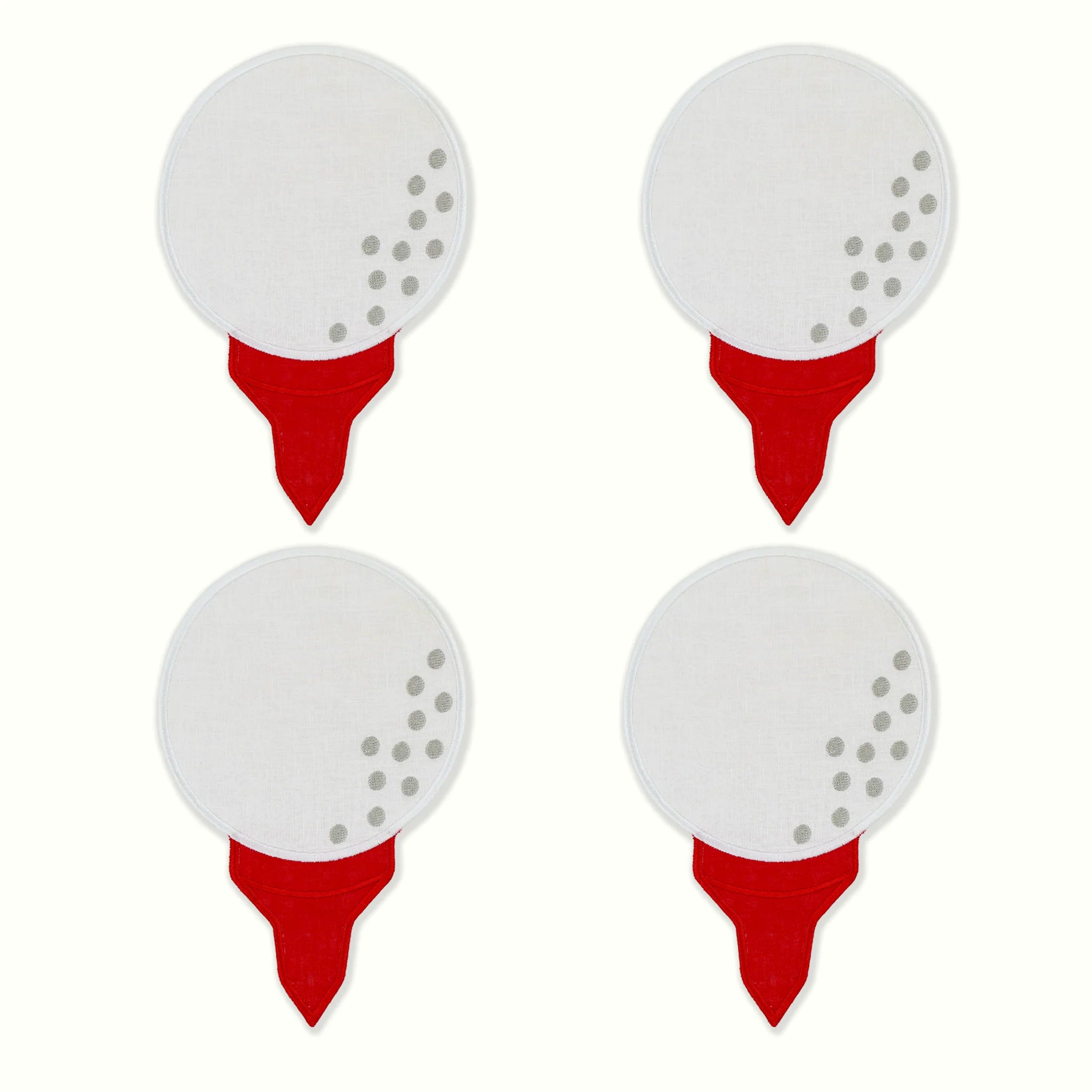 Golf Tee Linen Cocktail Napkins - Set of 4