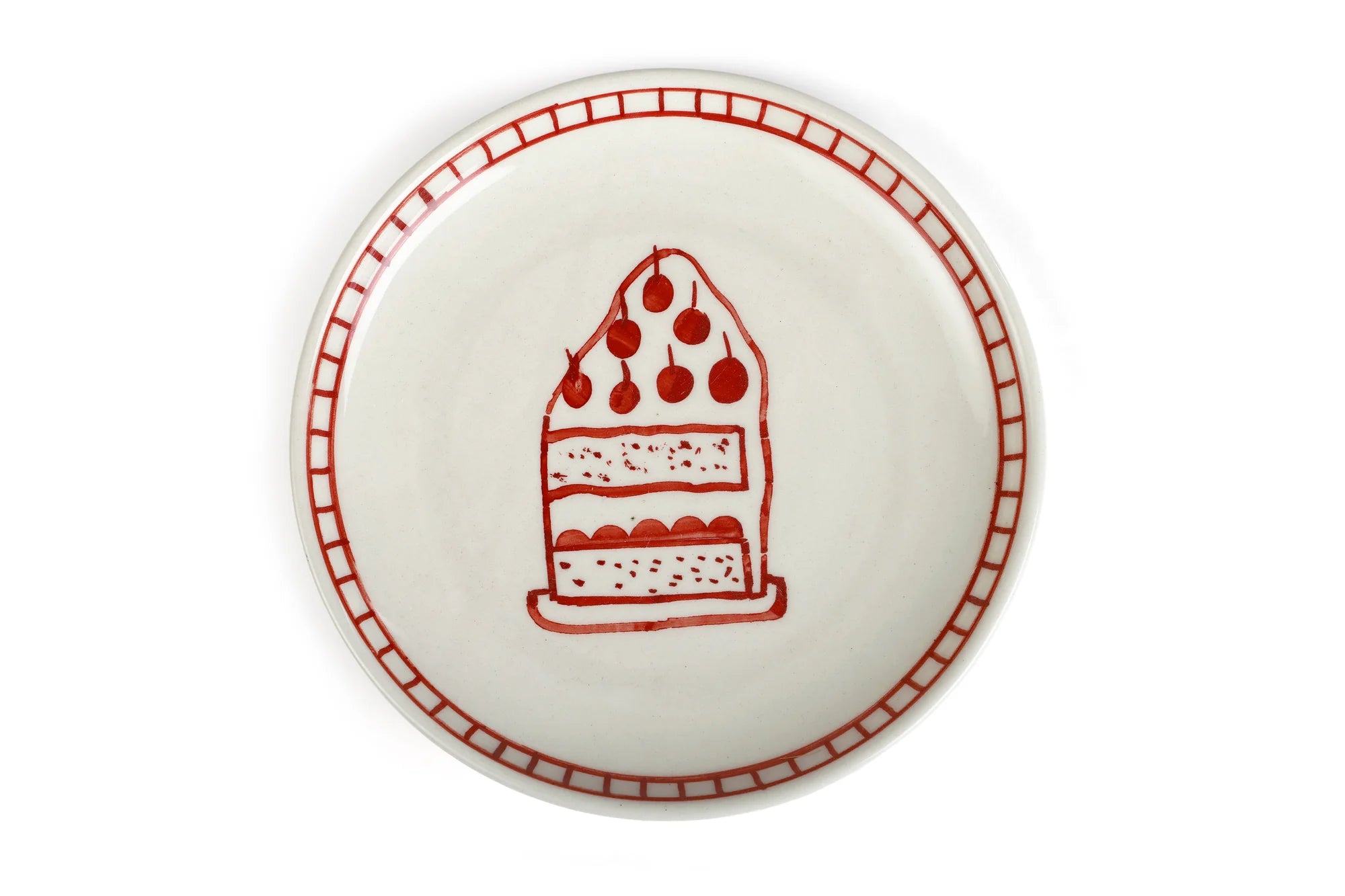 Ceramic Celebration Dessert Plate- Red 7 inches