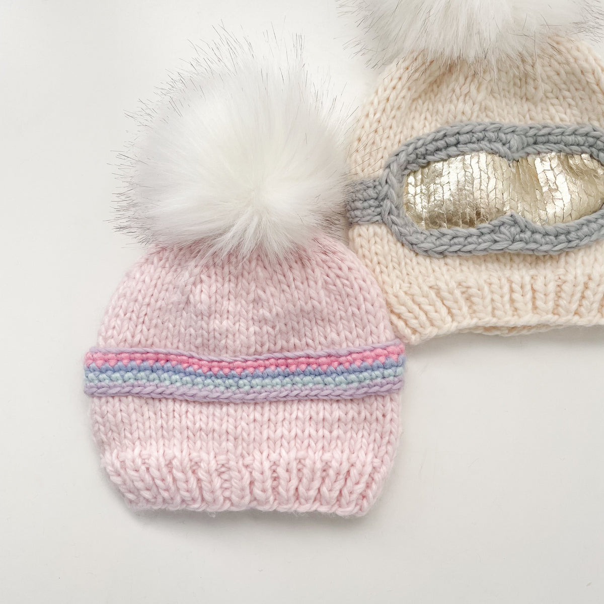 Ski Goggles Hat - Baby Pink