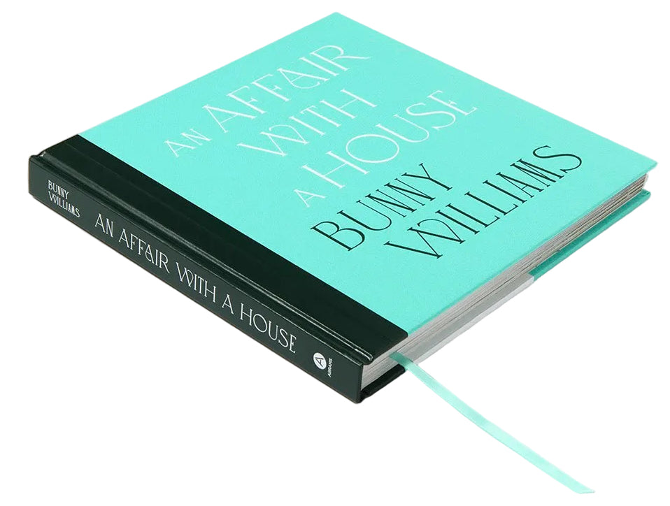 Book titled 'An Affair with a House' by Bunny Williams on a white background