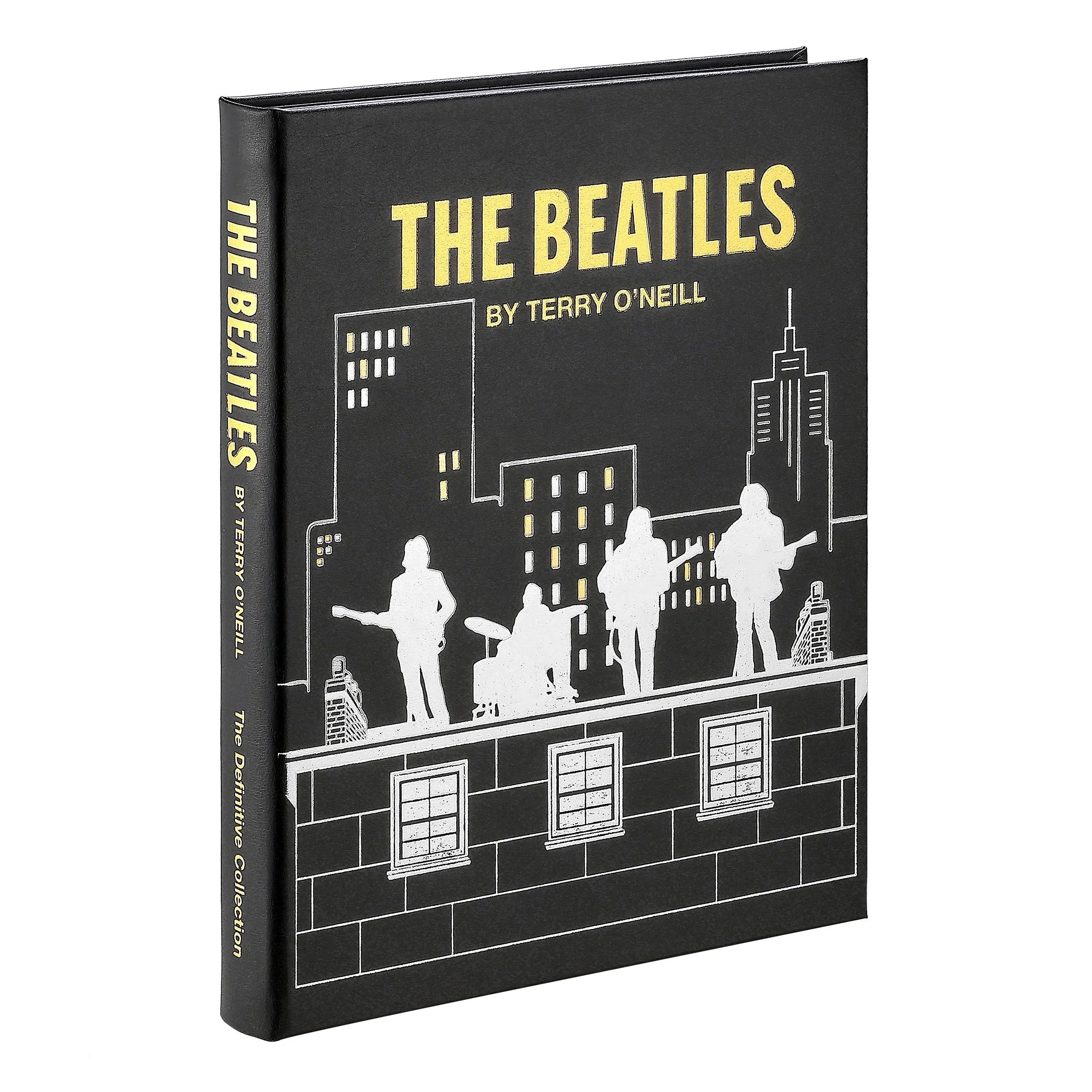 Book cover of 'The Beatles' by Terry O'Neill with silhouettes on a black background