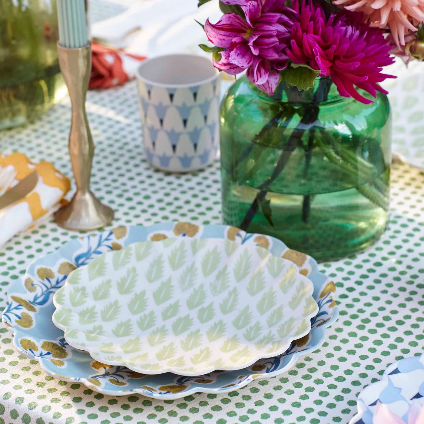 Meri Meri x Molly Mahon Patterned Reusable Large Plates