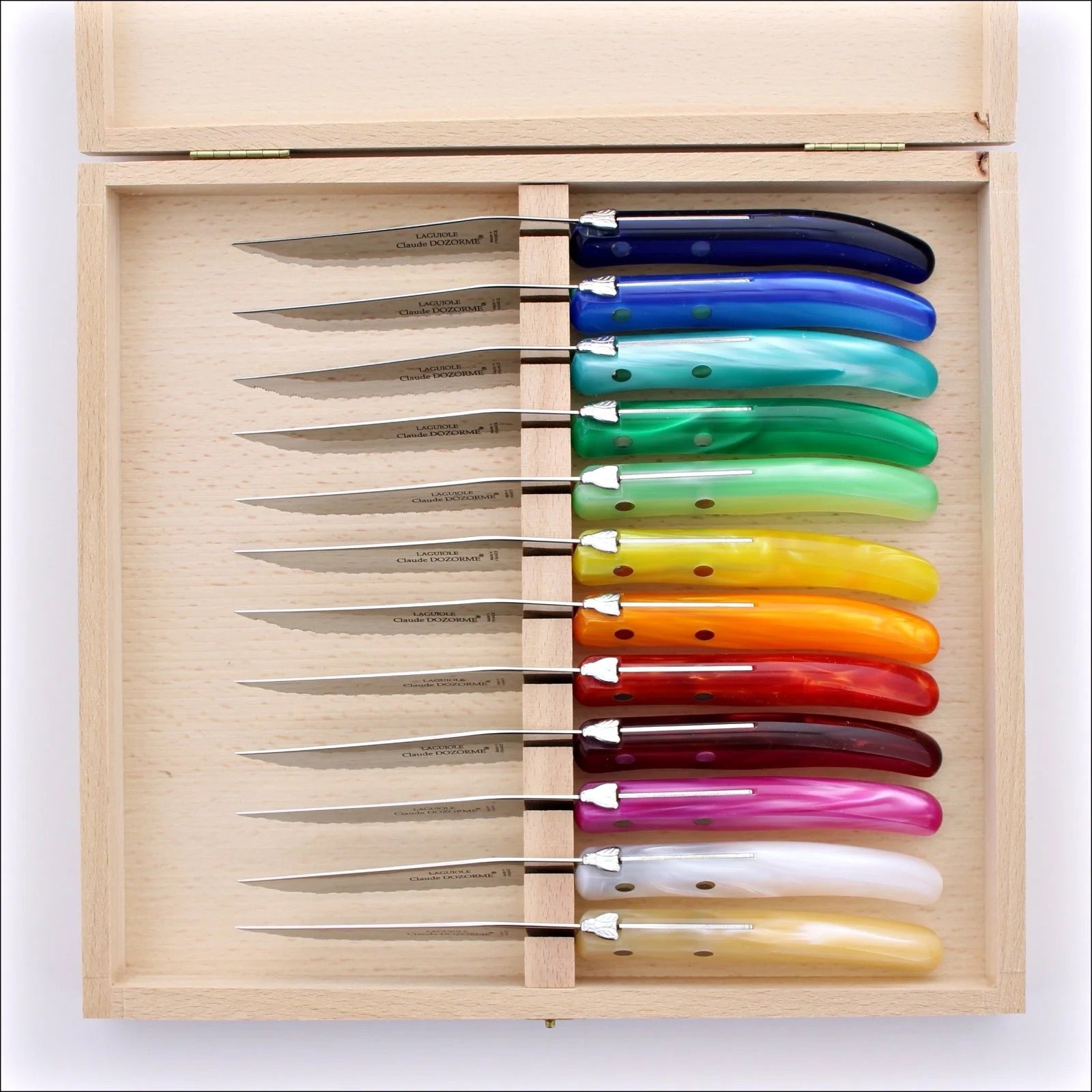 Box of 12 Berlingot Steak Knives - Rainbow