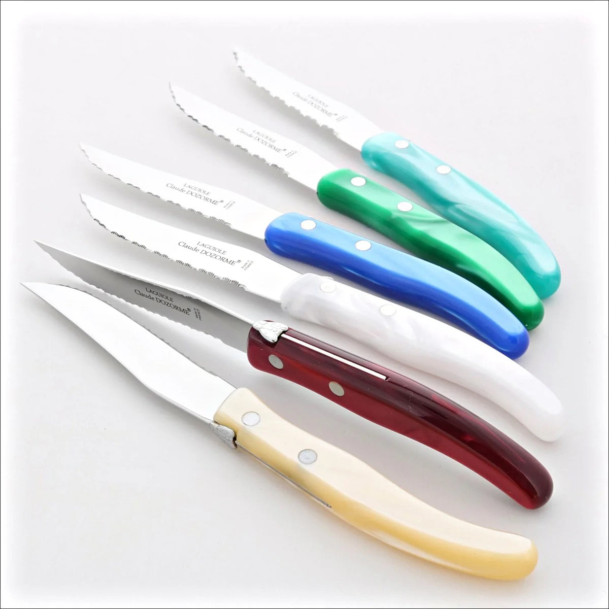 Box of 12 Berlingot Steak Knives - Rainbow