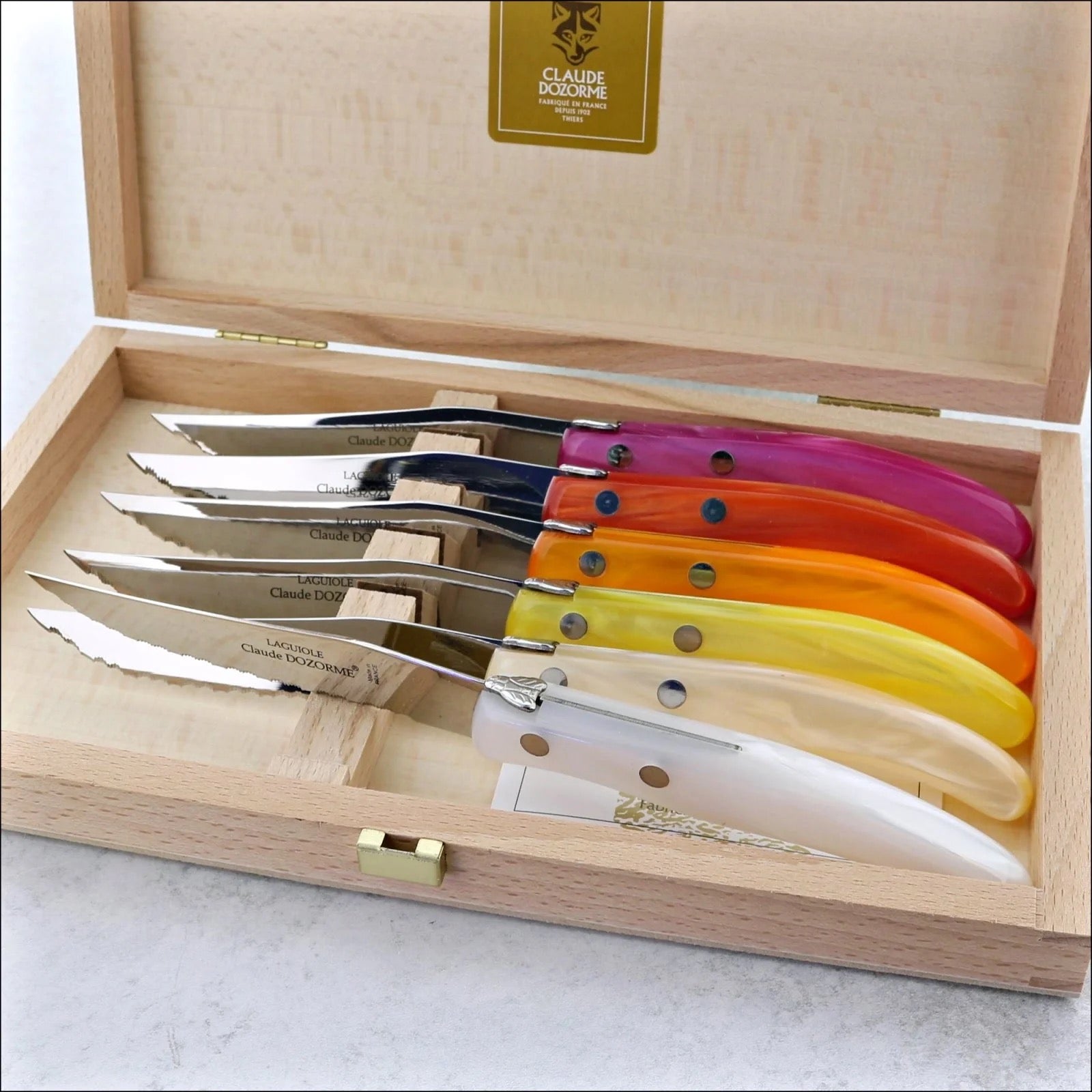 Box of 6 Berlingot - Pink-Orange Knives