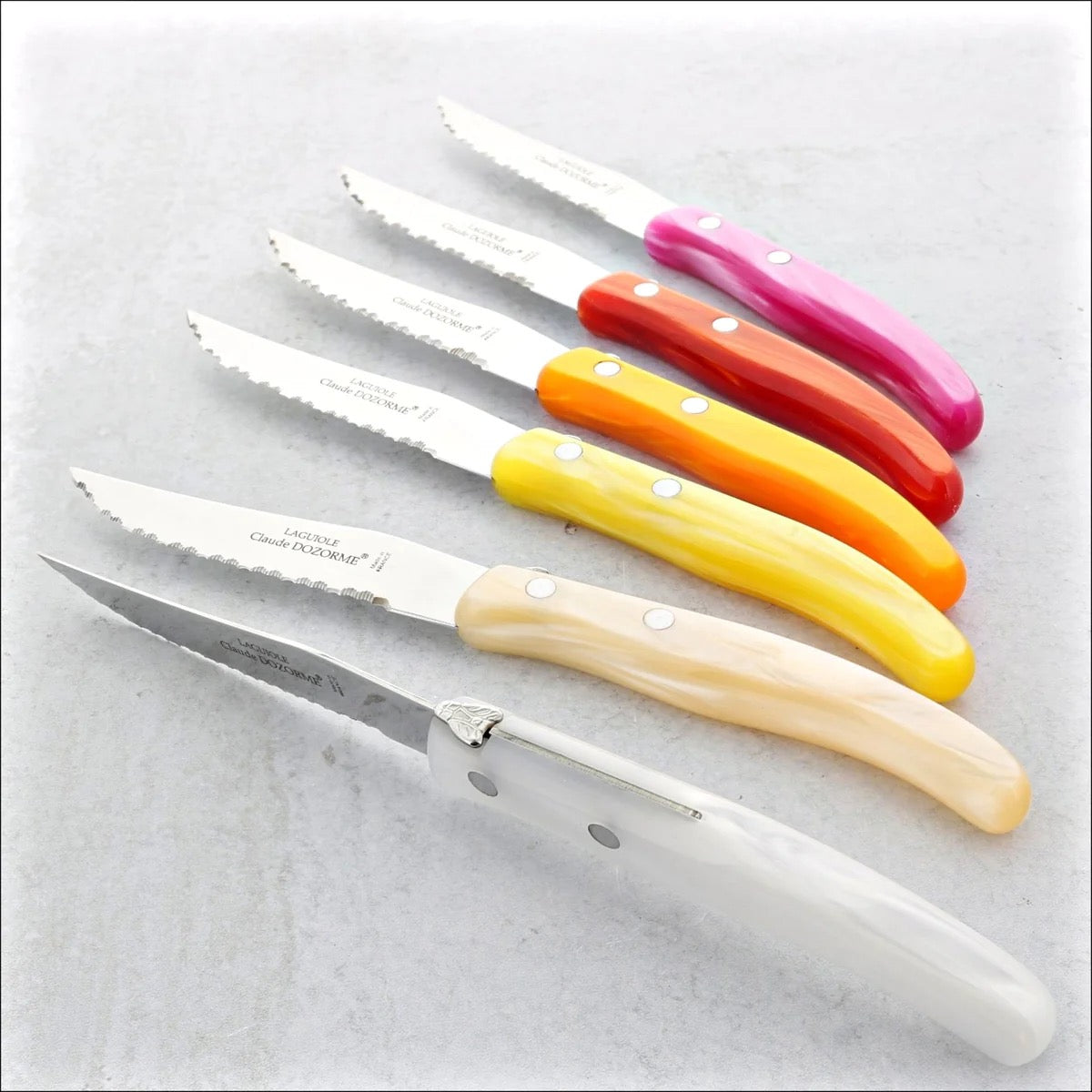Box of 6 Berlingot - Pink-Orange Knives