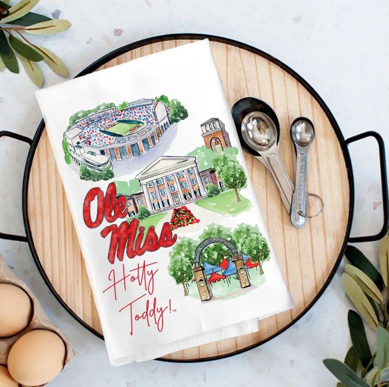 Ole Miss Landmark Tea Towel
