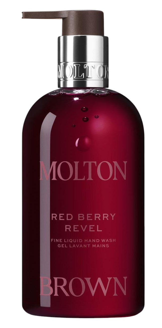 Miller Collective Red Berry Revel liquid hand wash in a deep red 300ml bottle with a pump dispenser
