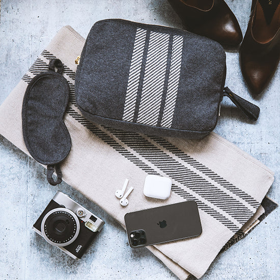 Gray Stripe Travel Blanket