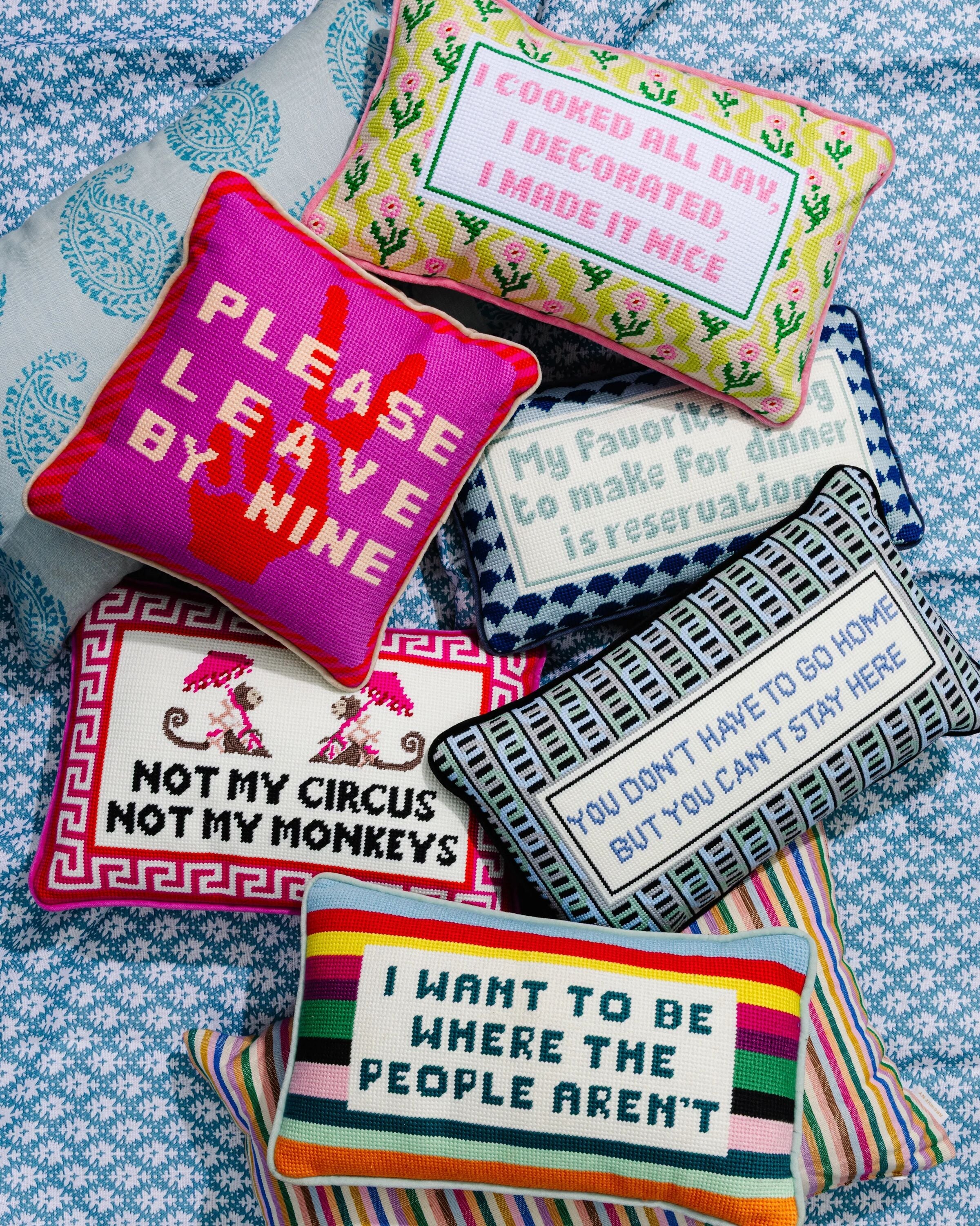 Can't Stay Here Needlepoint Pillow