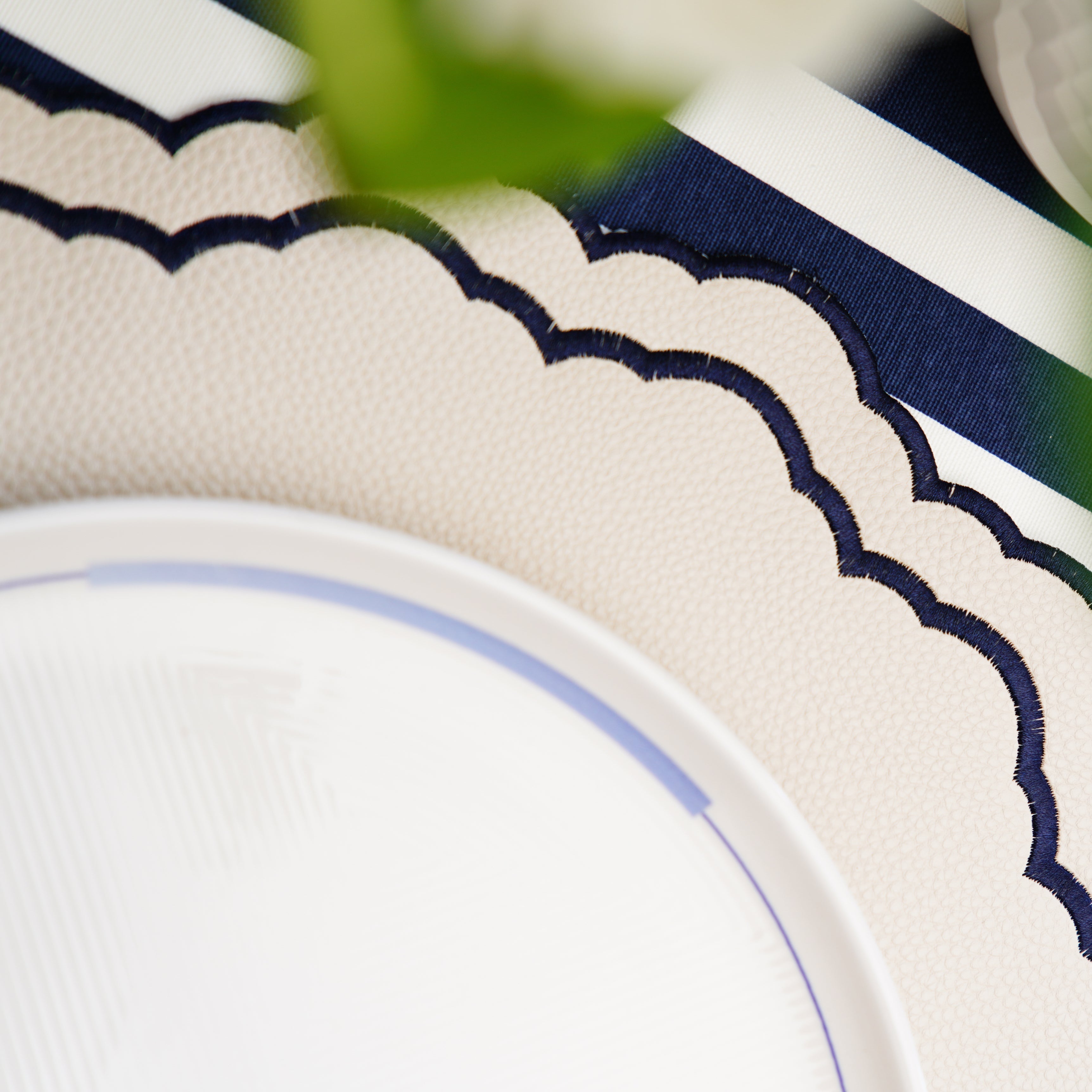 White & Navy Blue Faux Leather Placement