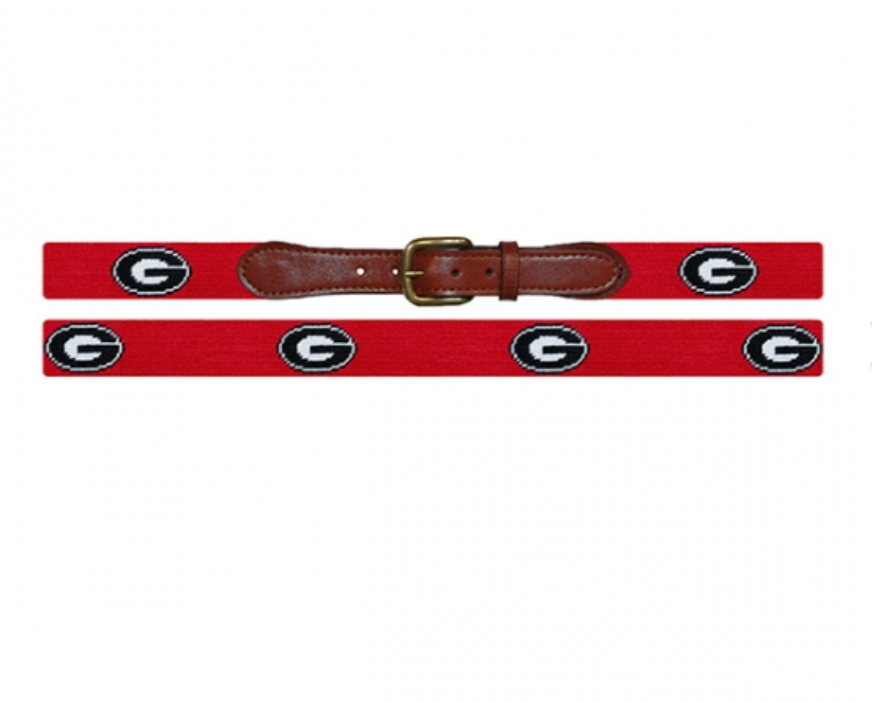 Georgia (Red) Needlepoint Belt