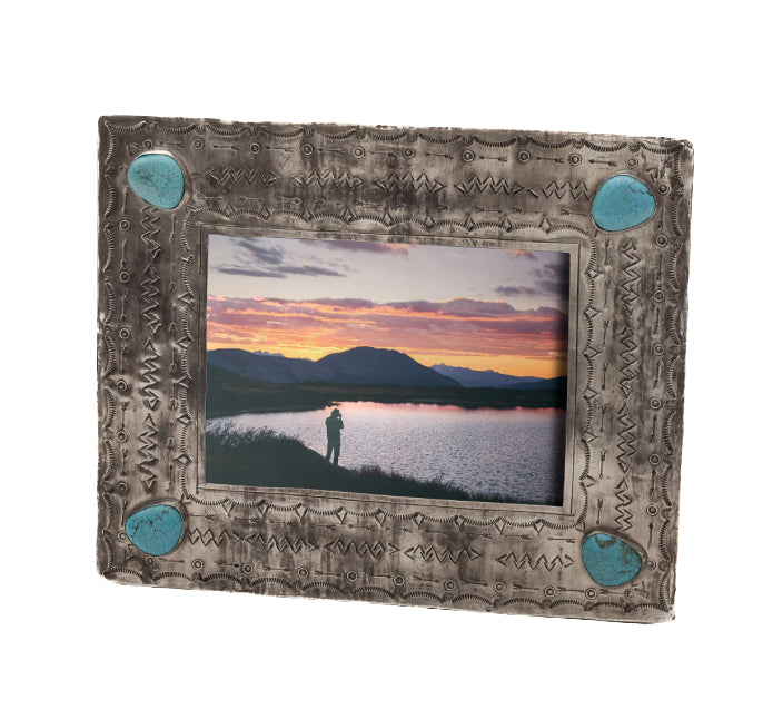 5x7 Silver Frame with Turquoise Stones