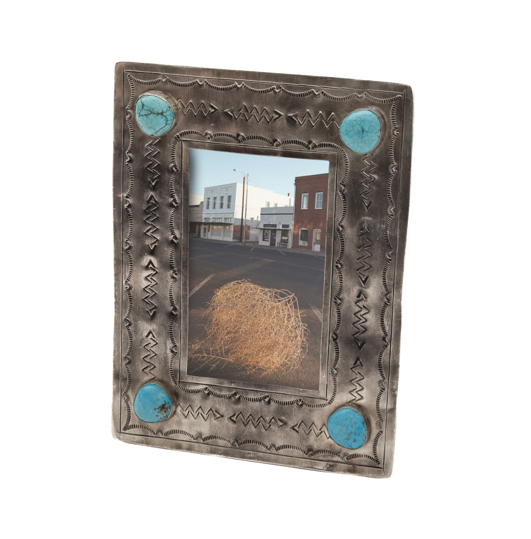 4x6 Silver Frame with Turquoise Stones