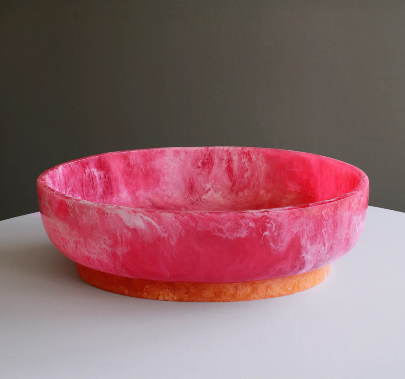 RESIN Rio Large Oval Bowl with Base (Pink and Orange)