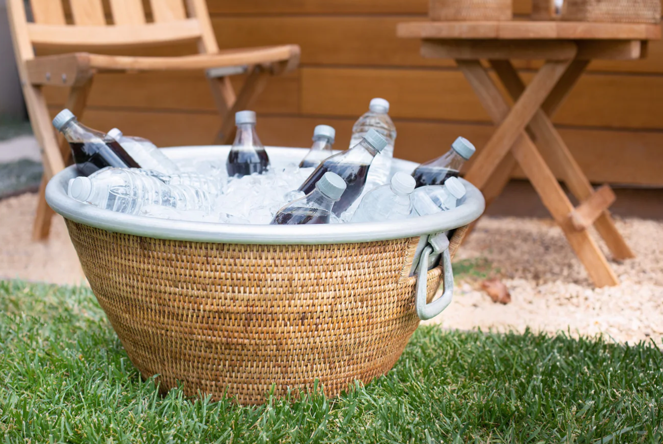 Rattan Aluminum Ice Tub - Black