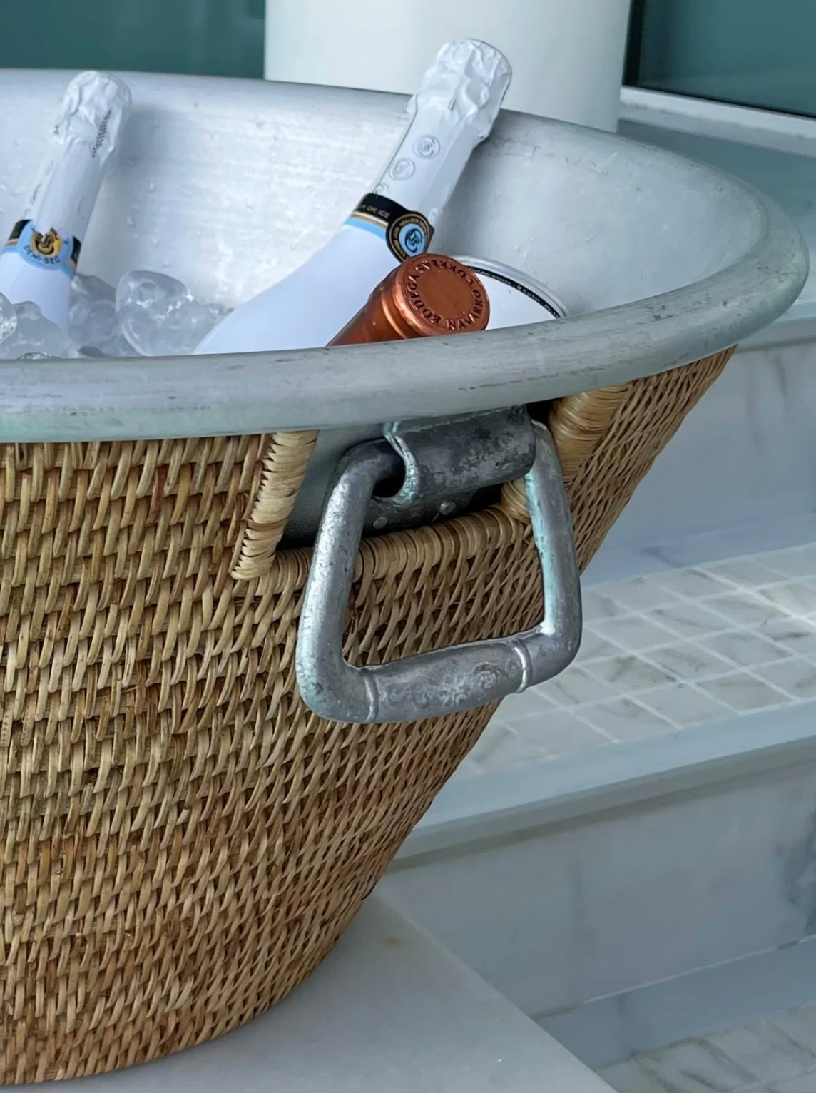 Rattan Aluminum Ice Tub - Brown
