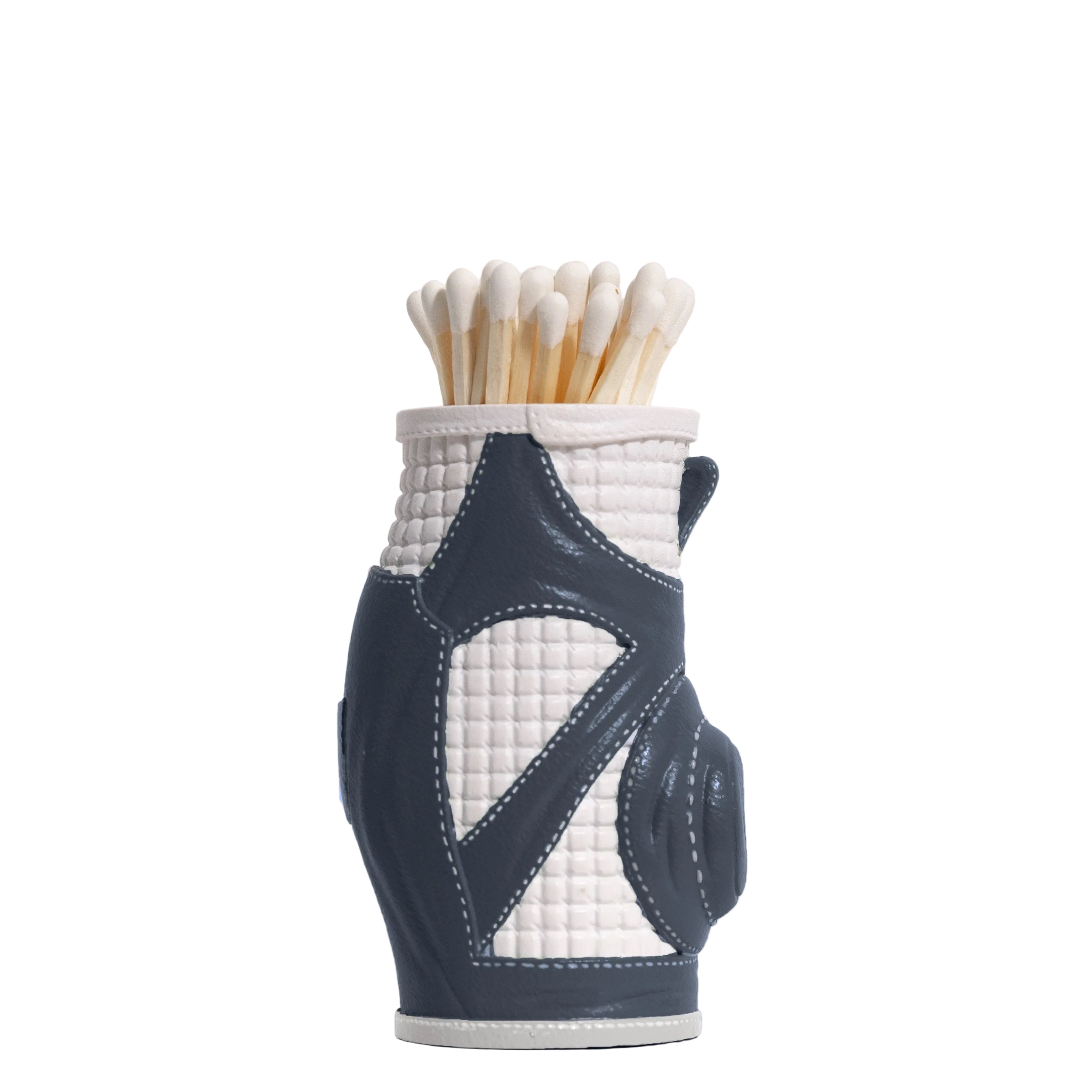 Matches in a decorative holder on a white background