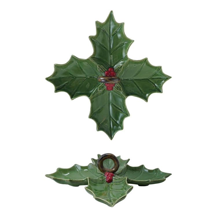 Ceramic Holly Leaf Shaped Dish