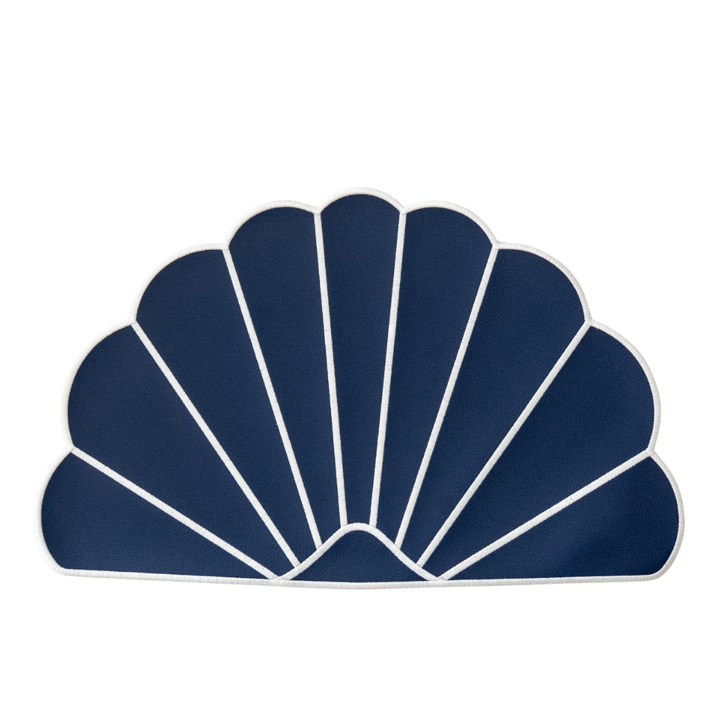 Navy & White Saint-Jacques Faux Leather Placemat - Set of 6