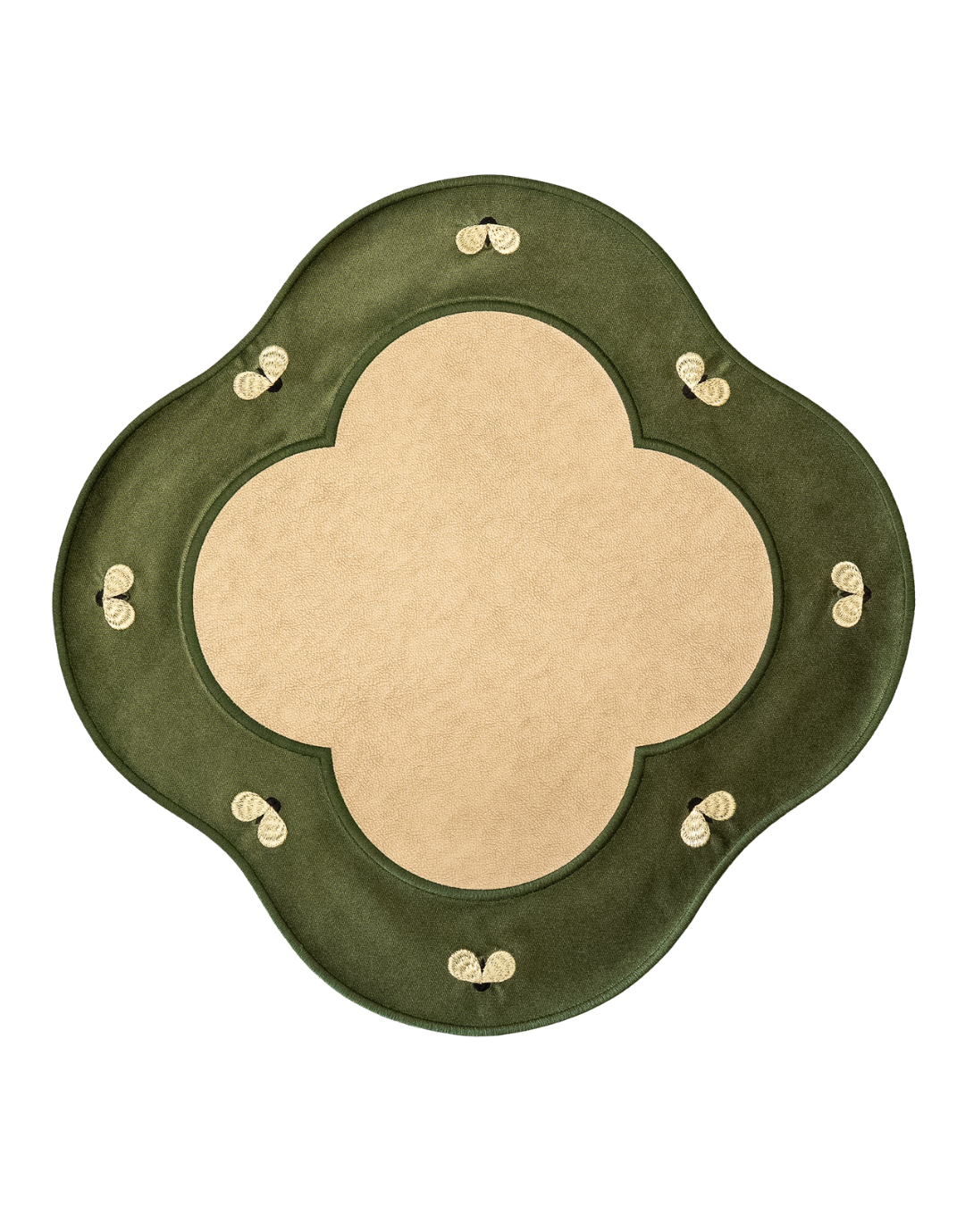 Green/Gold Golden Bees Velvet Faux Leather Placemat - Set of 6