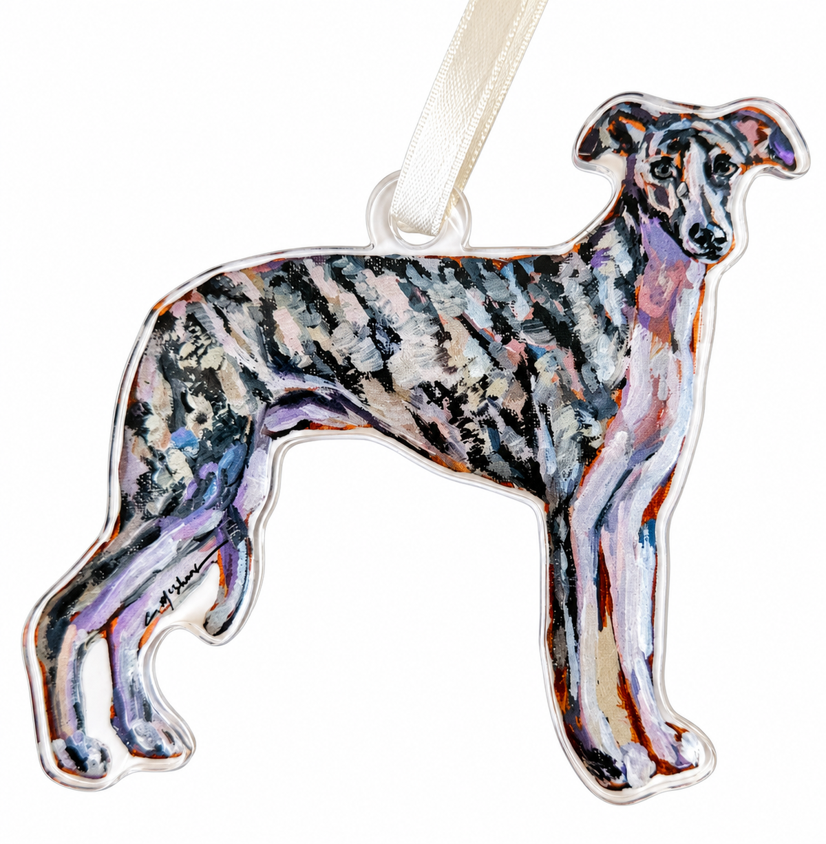 Whippet Acrylic Ornament
