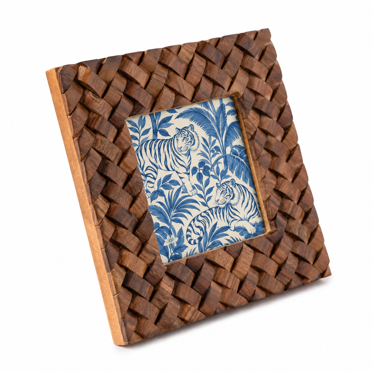 Criss Cross Wood Picture Frame 4x4 - Brown