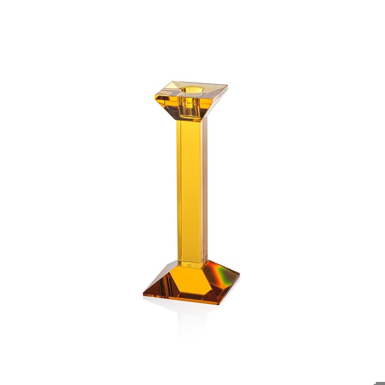 Amber Glass Crystal Taper Holder 9"