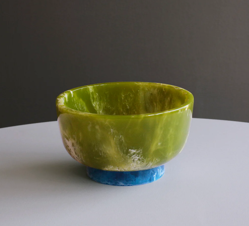 RESIN Rio Small Bowl with Base (Green and Blue)