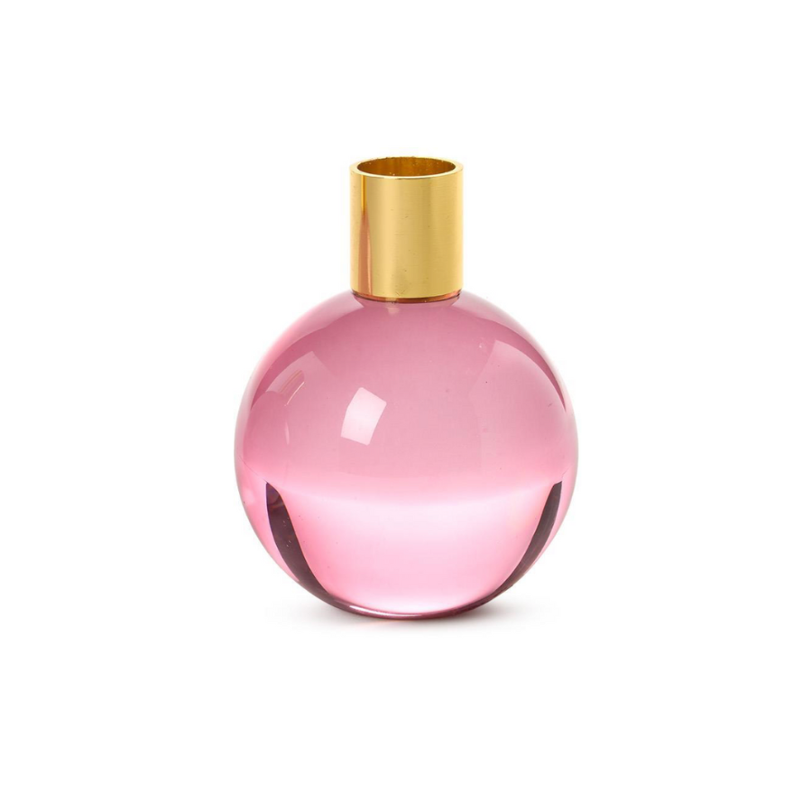 Round Pink Taper Candle Holders