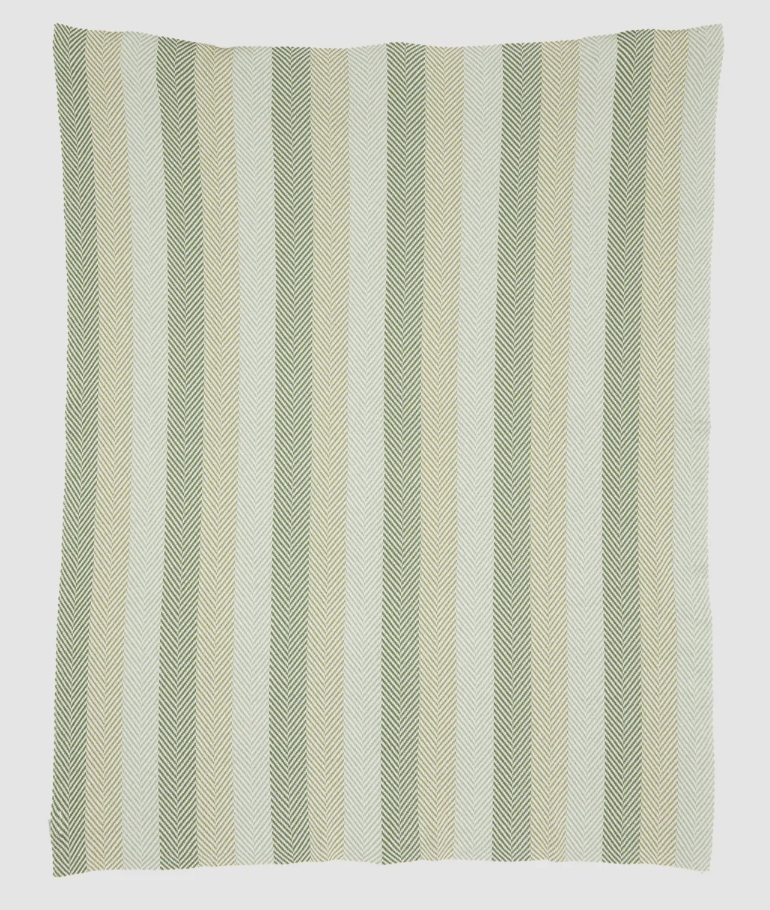 Herringbone Hues Green Blanket