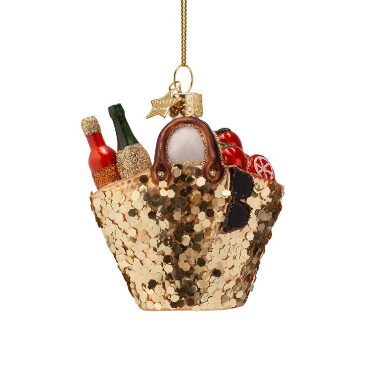 Beach Bag Glass Ornament