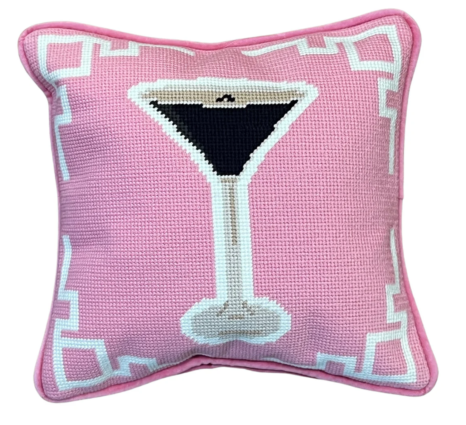 Espresso Martini Needlepoint Pillow